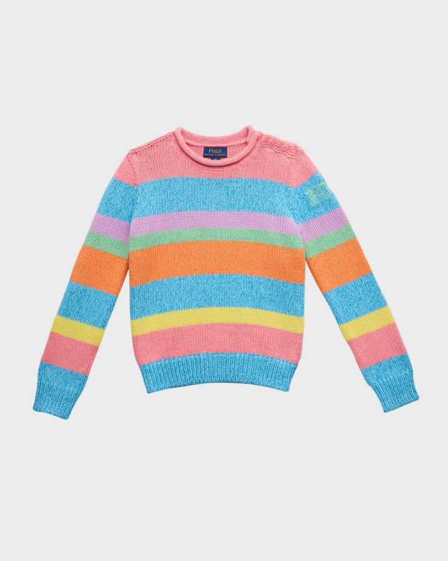 Girl's Multicolor Striped Sweater, Size 2-6X